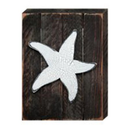 DESIGNOCRACY Nautical Starfish Art on Board Wall Decor 9853108